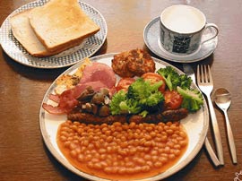 full meal of English breakfast