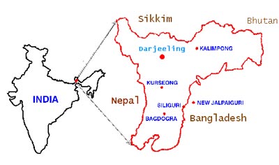 Darjeeling tea map