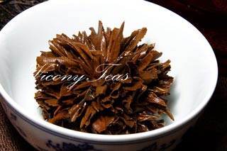 brewed keemun black peony tea flower